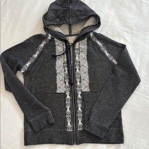 Lucky Brand Women's Black and White Hooded Sweater Hoodie Sz sm